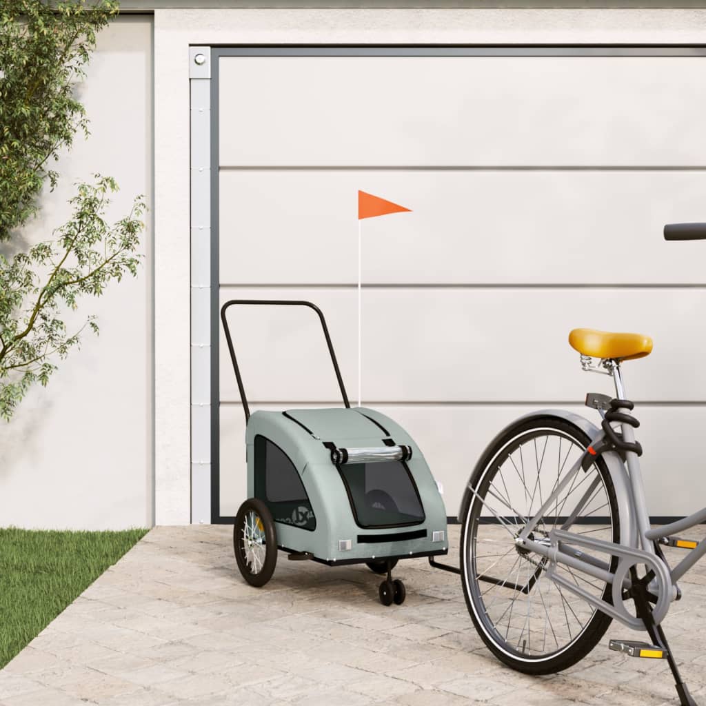 Vidaxl Bike Railer de bicicleta Oxford y hierro gris