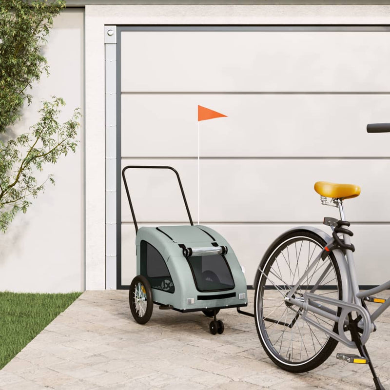 Vidaxl Bike Railer de bicicleta Oxford y hierro gris