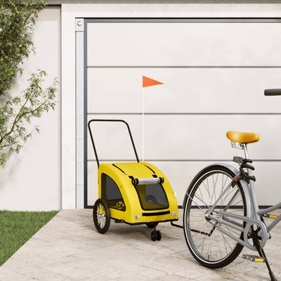 VidaXL rimorchio per bici per cani in tessuto oxford e ferro giallo