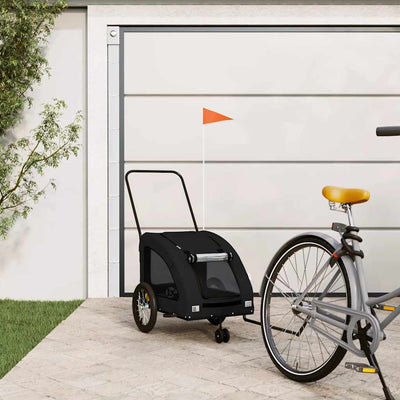 VidaXL remolque para bicicleta para perros tela oxford y hierro negro
