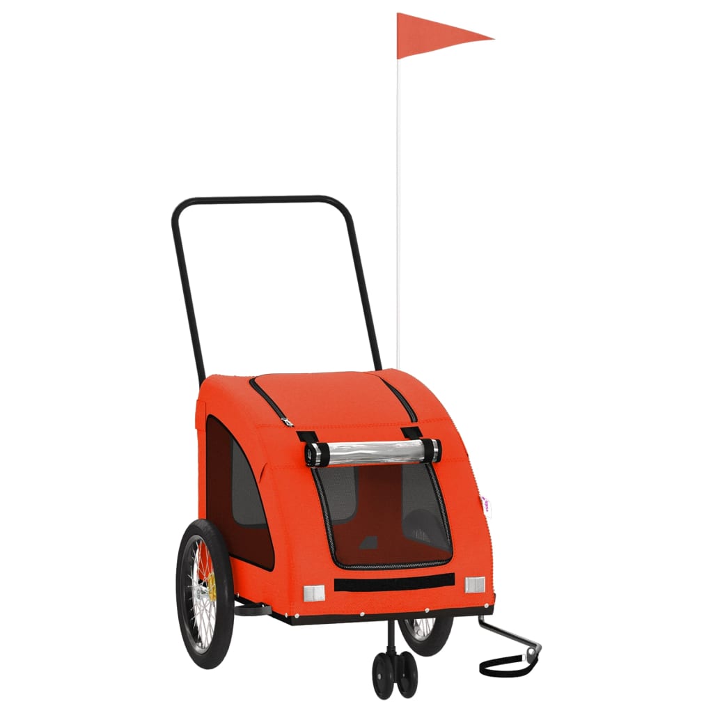 Vidaxl Remolque de bicicleta para perros Oxford Fabric y hierro naranja y gris