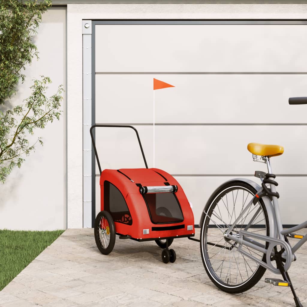 Vidaxl Remolque de bicicleta para perros Oxford Fabric y hierro naranja y gris