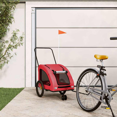 Vidaxl Dog Bike Trailer Tessuto Oxford e Red di ferro