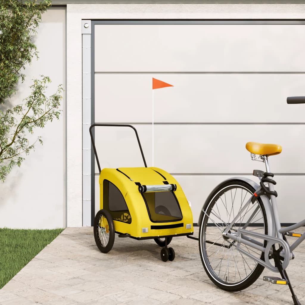 Vidaxl Bicicleta de bicicleta de perros tela Oxford y hierro amarillo