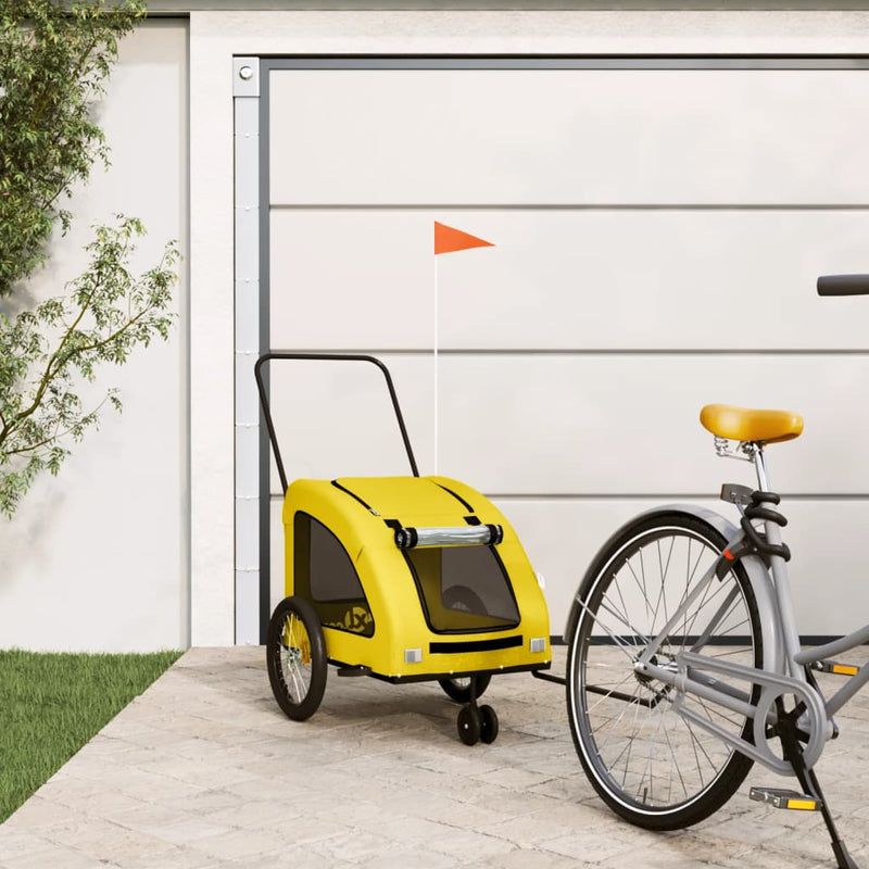 Vidaxl Bicicleta de bicicleta de perros tela Oxford y hierro amarillo