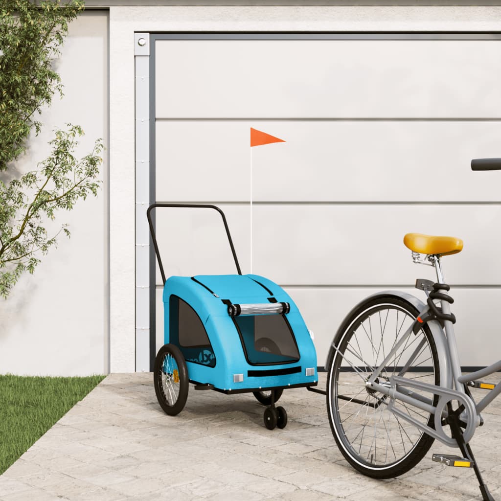Vidaxl Bike Railer de bicicleta Oxford y azul de hierro