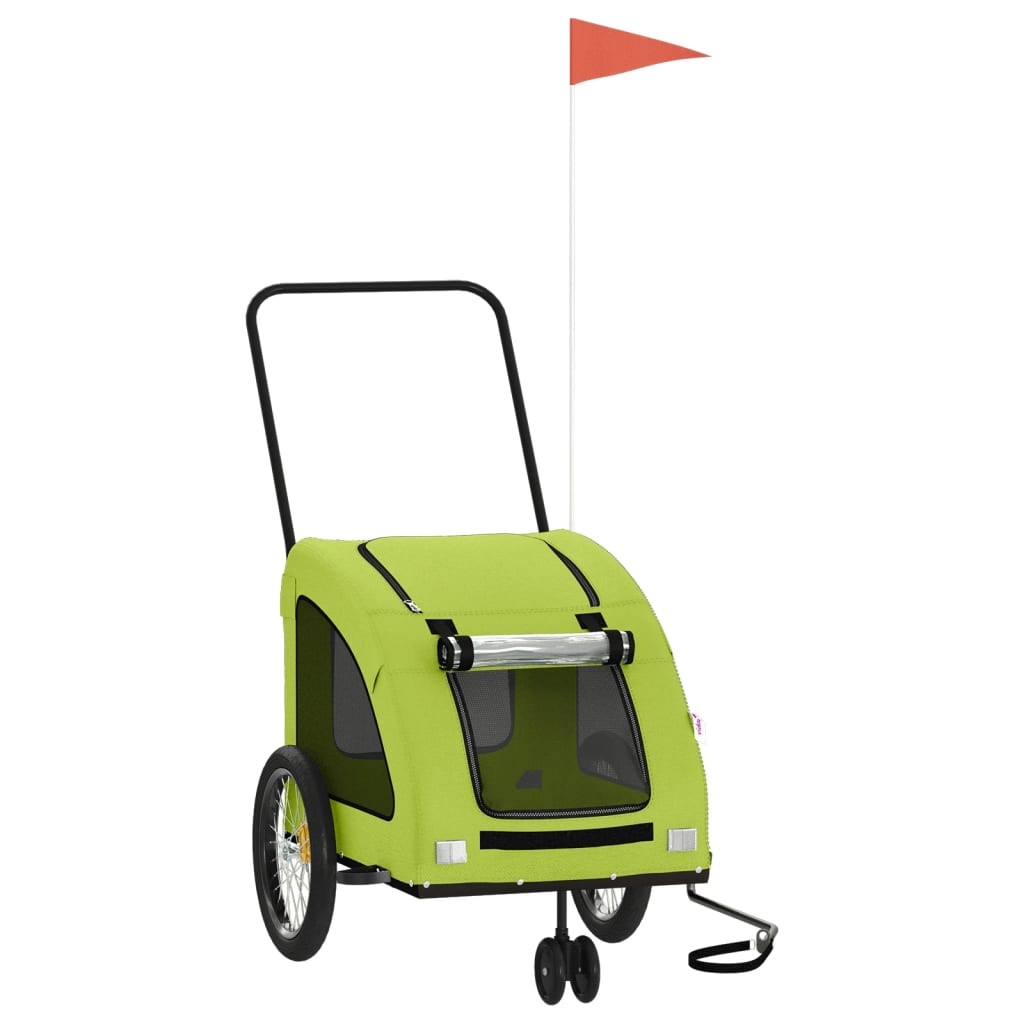 Vidaxl Remolque de bicicleta para perros Oxford Fabric and Iron Green