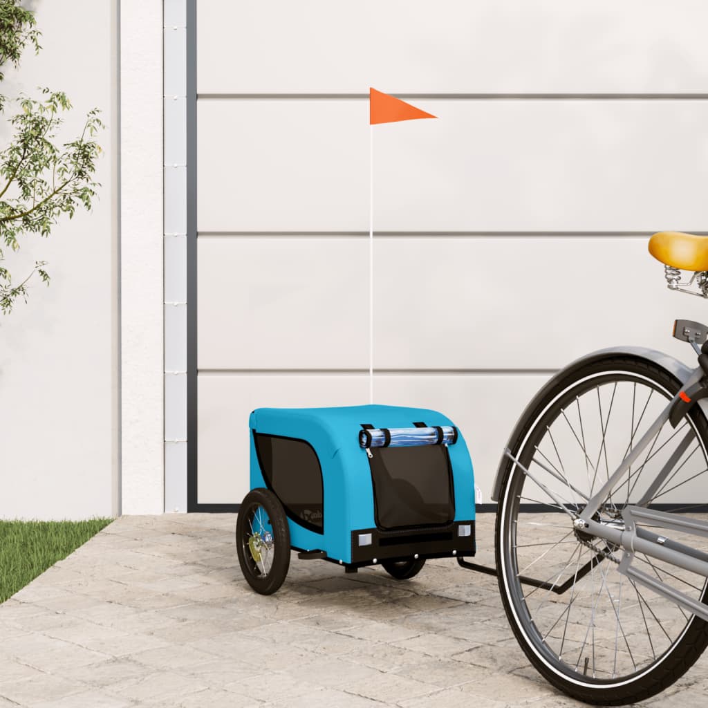 Vidaxl Dog Bike Trailer Oxford Tessuto e blu di ferro e nero