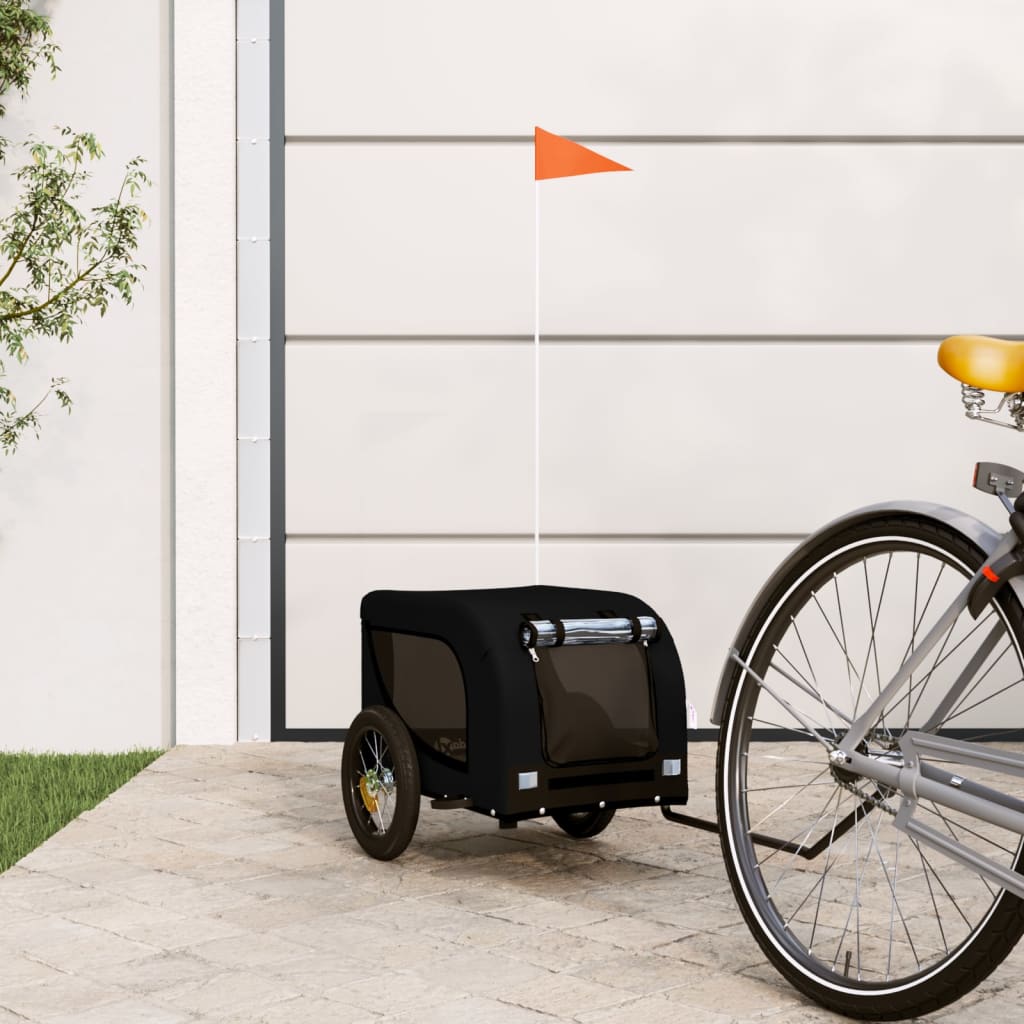 Vidaxl Dog Bike Trailer Oxford Tessuto e Iron Black
