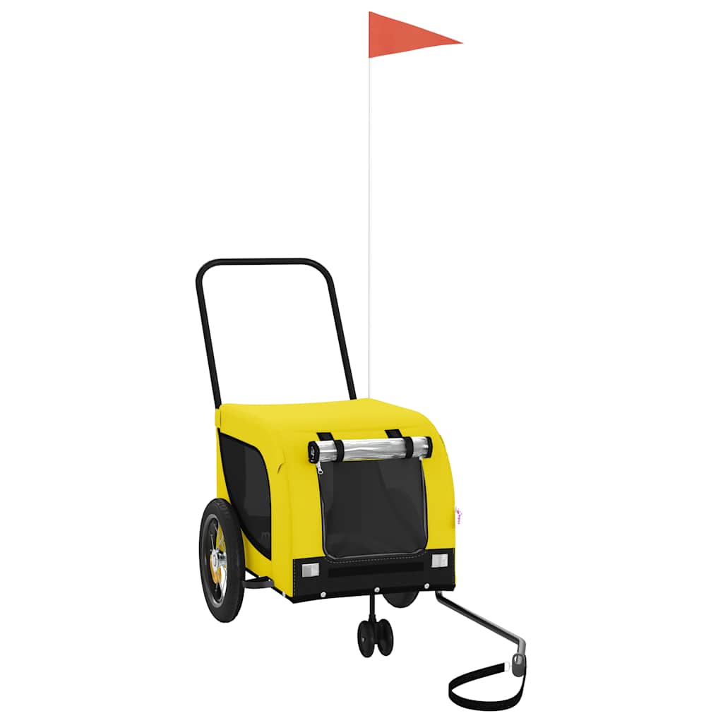 Vidaxl Dog Bike Trailer Oxford Tessuto e ferro giallo e nero