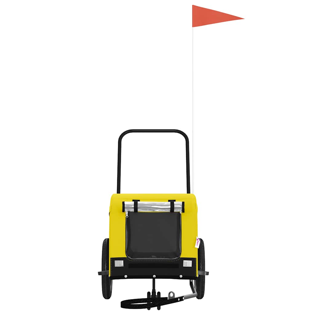Vidaxl Dog Bike Trailer Oxford Tessuto e ferro giallo e nero