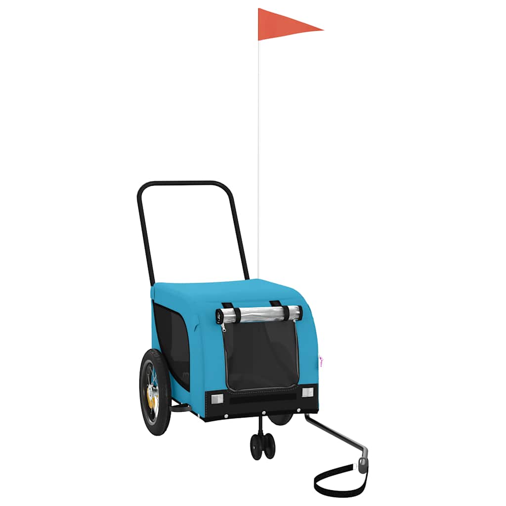 Vidaxl Dog Bike Trailer Oxford Tessuto e blu di ferro e nero
