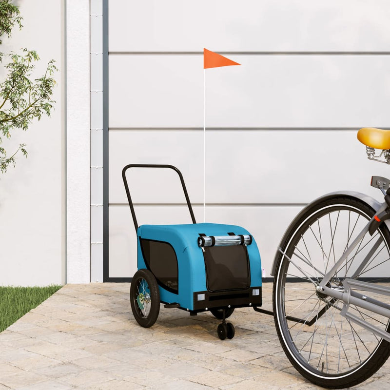 Vidaxl Dog Bike Trailer Oxford Tessuto e blu di ferro e nero