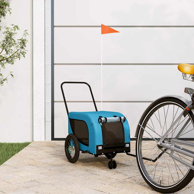 Vidaxl Dog Bike Trailer Oxford Tessuto e blu di ferro e nero