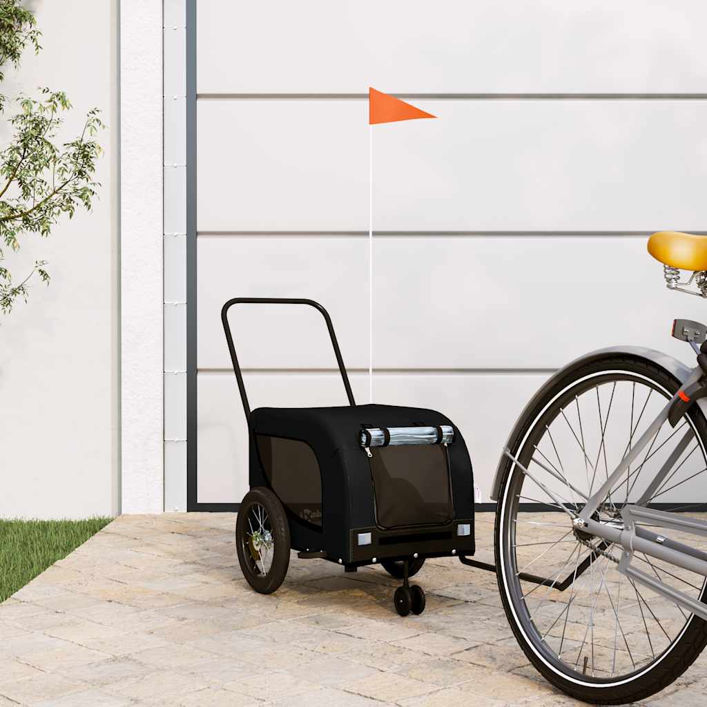 VidaXL rimorchio per bici per cani in tessuto oxford e ferro nero