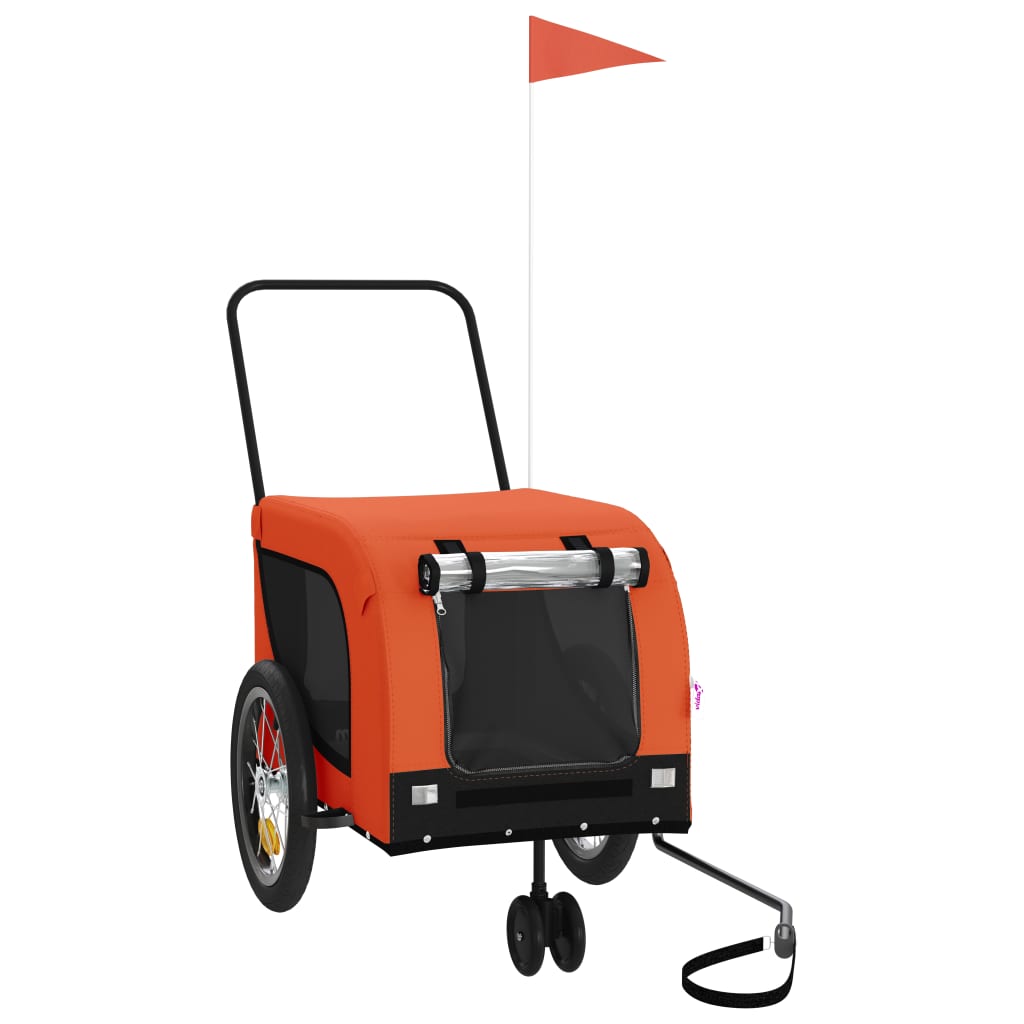 Vidaxl Remolque de bicicleta para perros Oxford Fabric y hierro naranja y negro