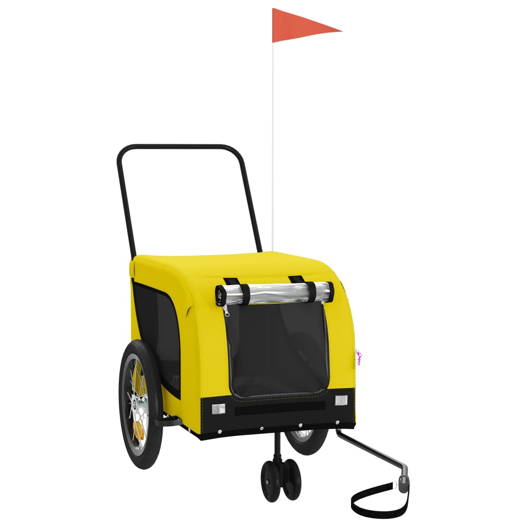 Vidaxl Dog Bike Trailer Oxford Tessuto e ferro giallo e nero