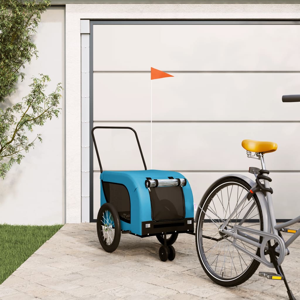 VidaXL Hondenfietstrailer oxford stof en ijzer blauw en zwart