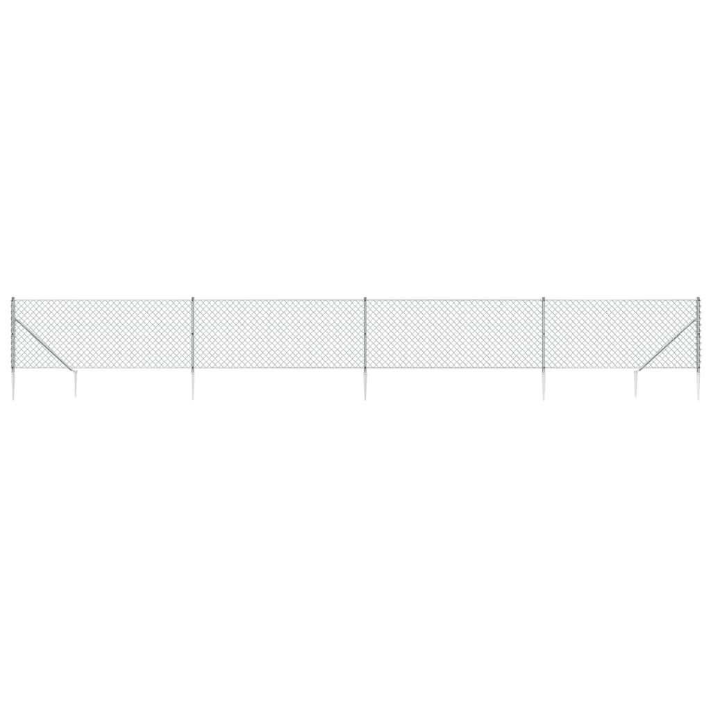 Vidaxl Mesh cerca con anclajes de tierra 0.8x10 m de color plateado