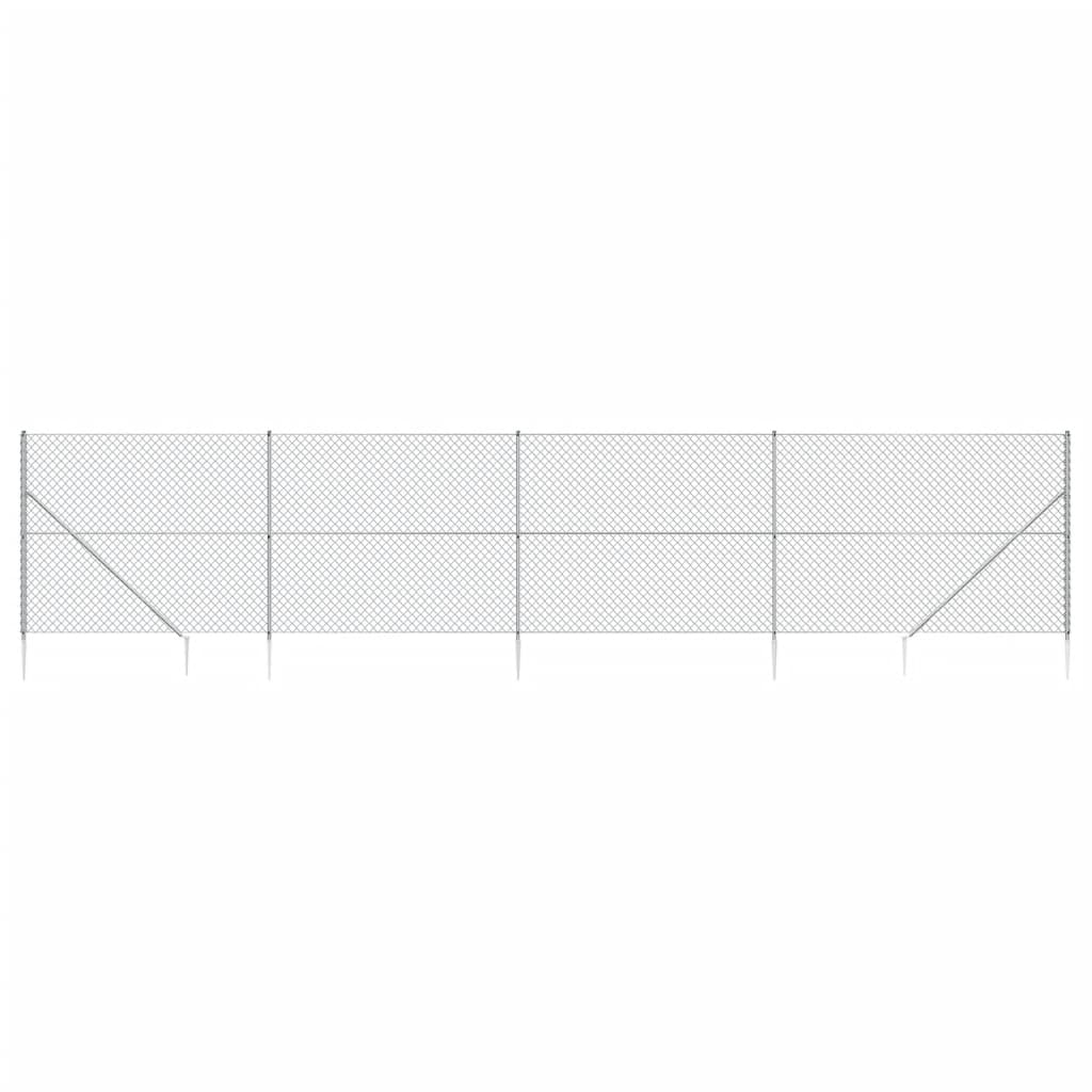 Vidaxl Mesh cerca con anclajes de tierra 1.6x10 m de color plateado
