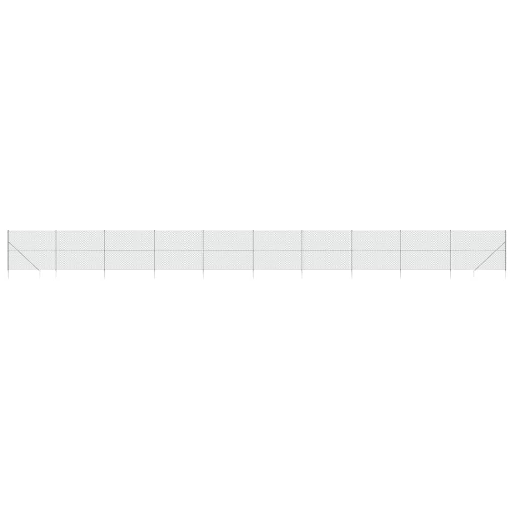 Vidaxl Mesh cerca con anclajes de tierra 1.6x25 m de color plateado