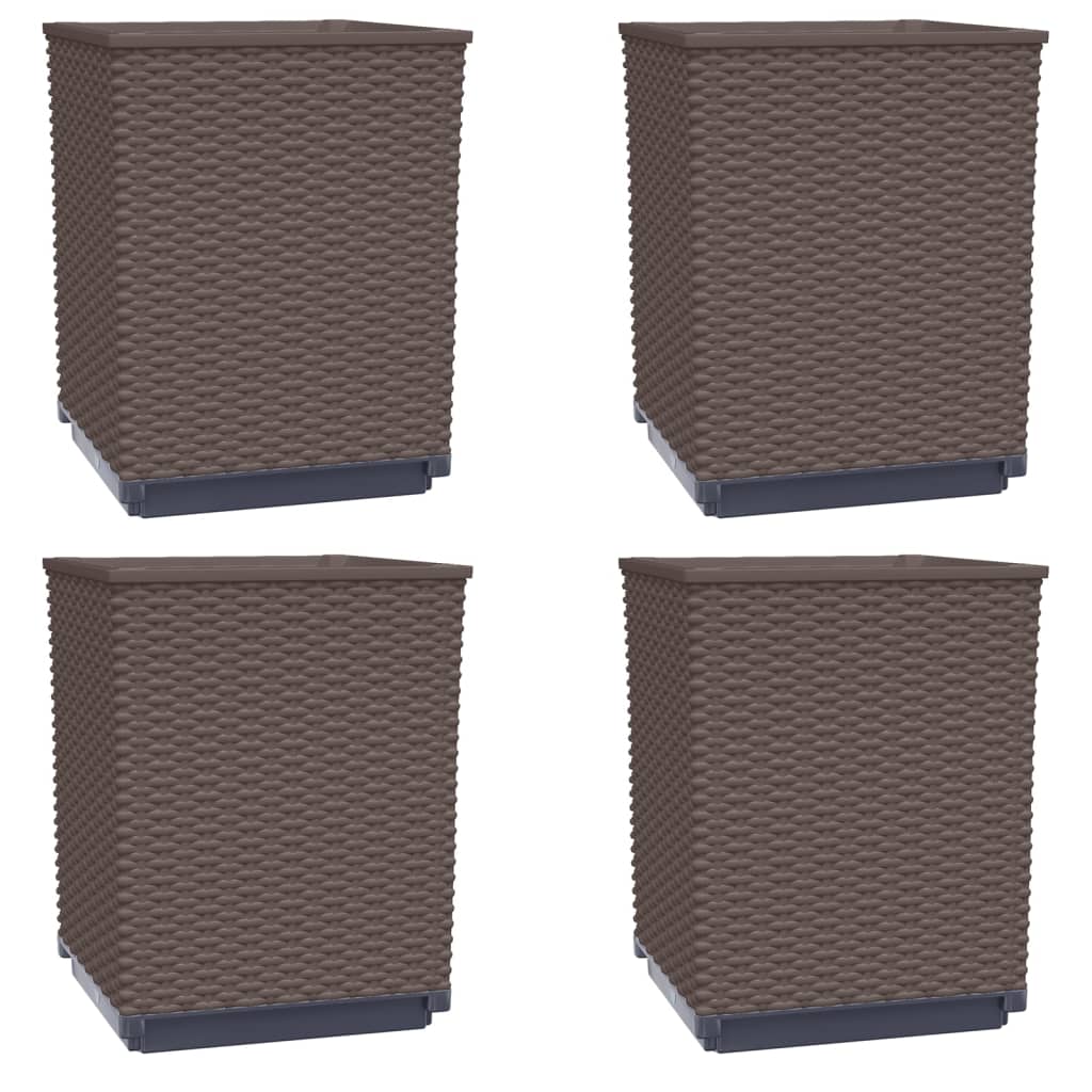 Fioriere Vidaxx 4 pz 30x30x37 cm in polipropilene marrone
