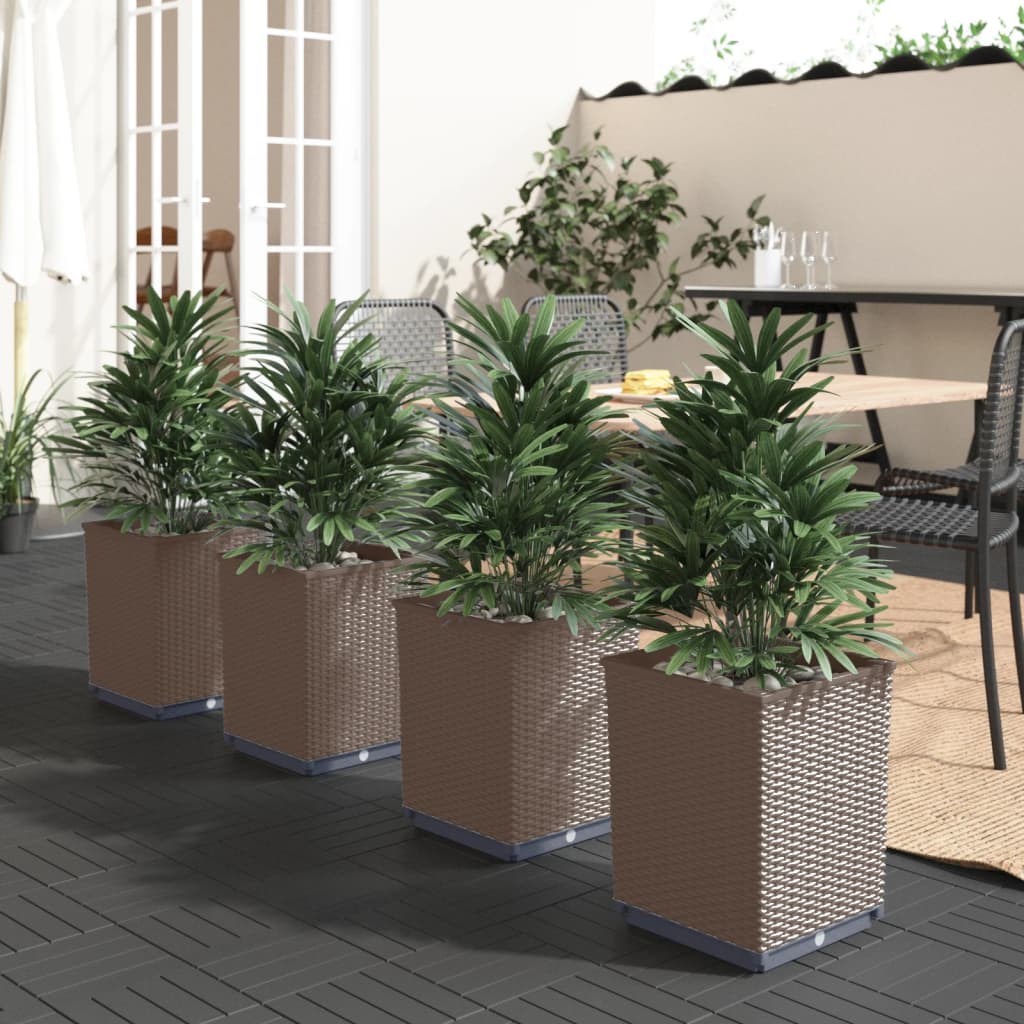 Fioriere Vidaxx 4 pz 30x30x37 cm in polipropilene marrone