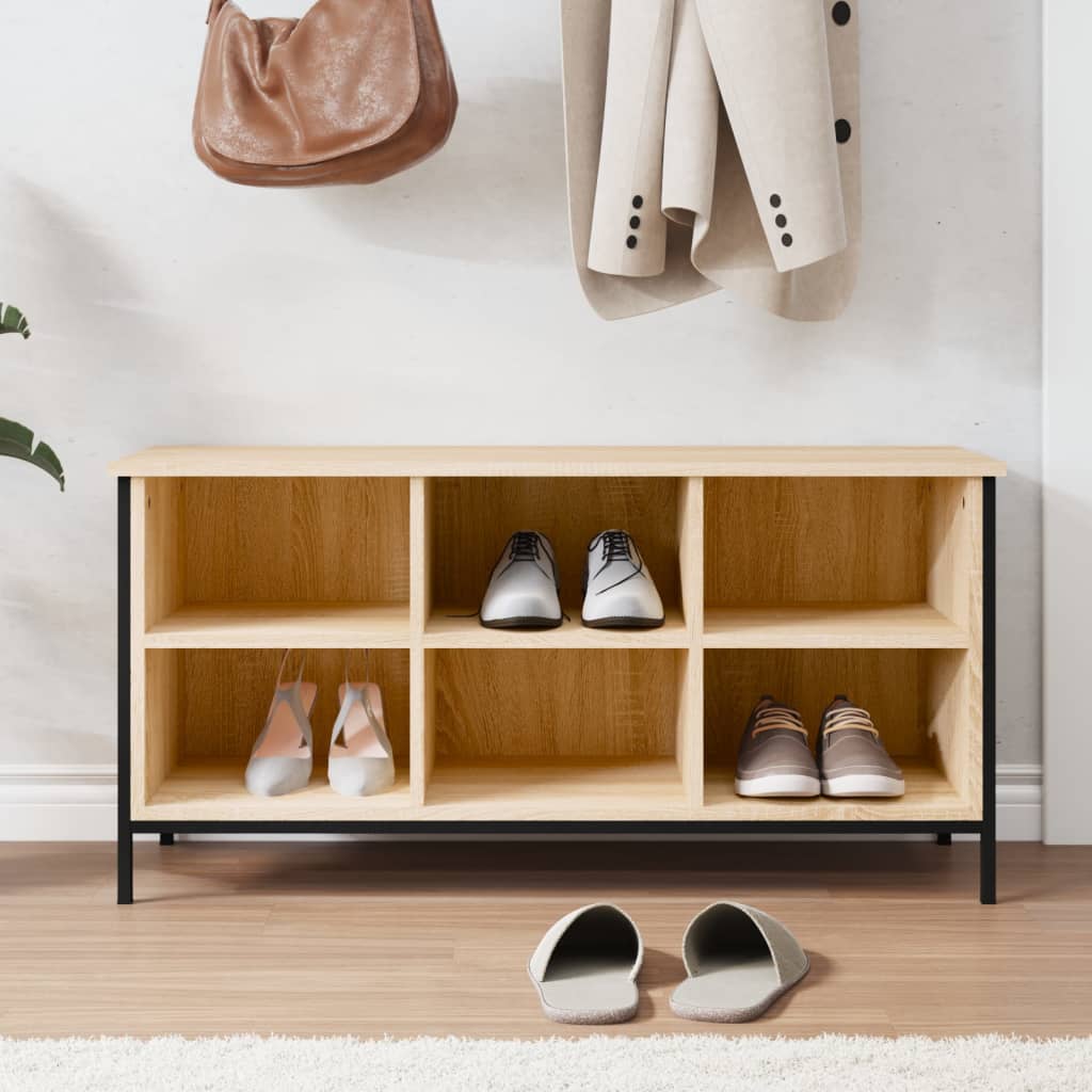 Gabinete de zapatos Vidaxl 100x35x50 cm de madera propiedad de Oak de Oak