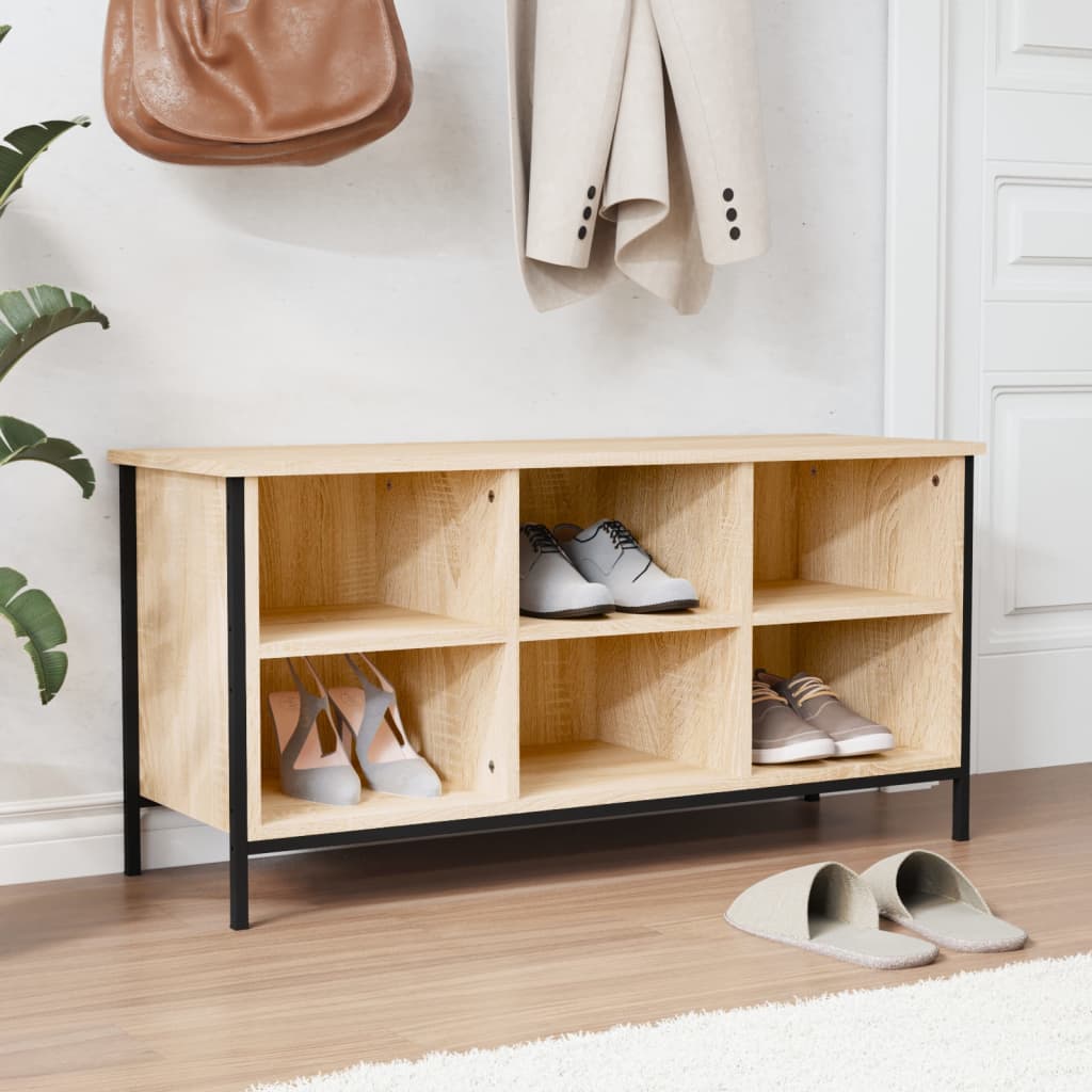 Gabinete de zapatos Vidaxl 100x35x50 cm de madera propiedad de Oak de Oak
