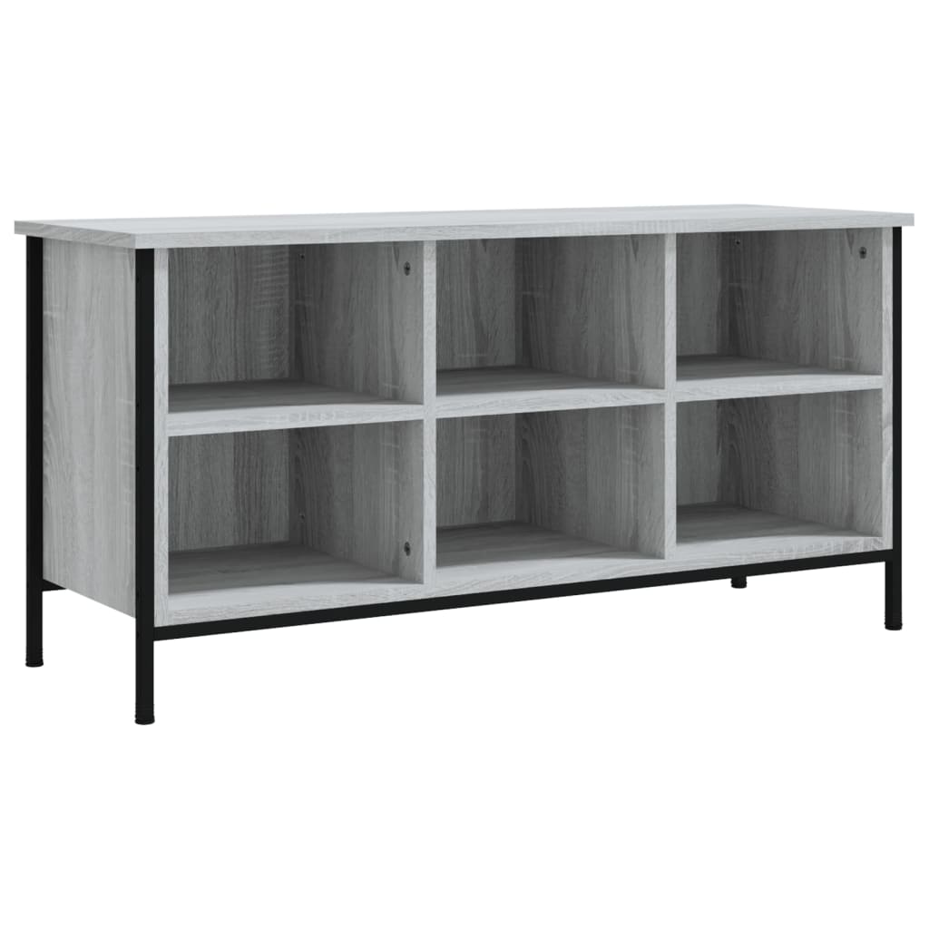 Gabinete de zapatos Vidaxl 100x35x50 cm de madera propiedad de madera de ok gris de roble