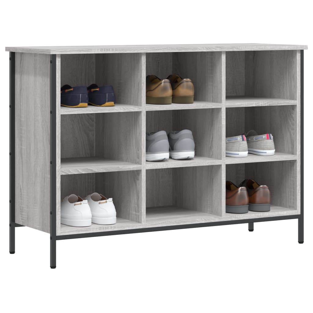 Gabinete de zapatos Vidaxl 100x35x70 cm de madera propiedad de madera de ok gris de roble