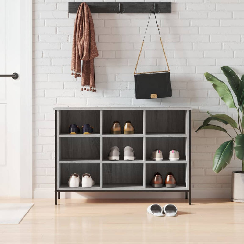 Gabinete de zapatos Vidaxl 100x35x70 cm de madera propiedad de madera de ok gris de roble