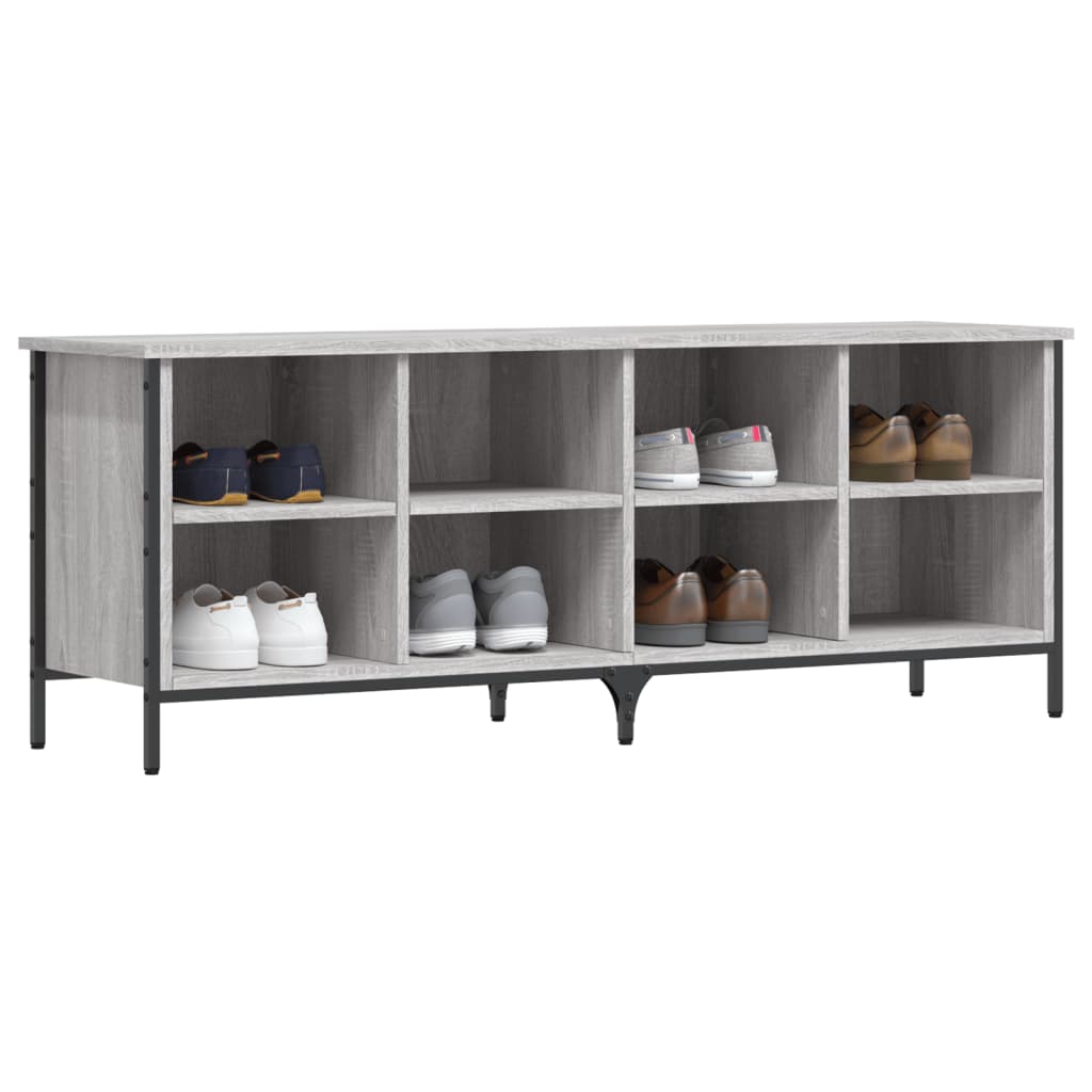 Gabinete de zapatos Vidaxl 131x35x50 cm Corte de madera de madera gris de roble