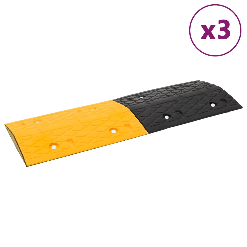 Soglie di velocità Vidaxl 3 pezzi 97x32.5x4 cm Giallo in gomma e nero