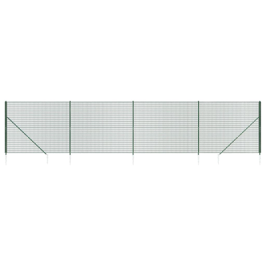 FET de malla de alambre de Vidaxl con anclajes de tierra 2.2x10 m verde