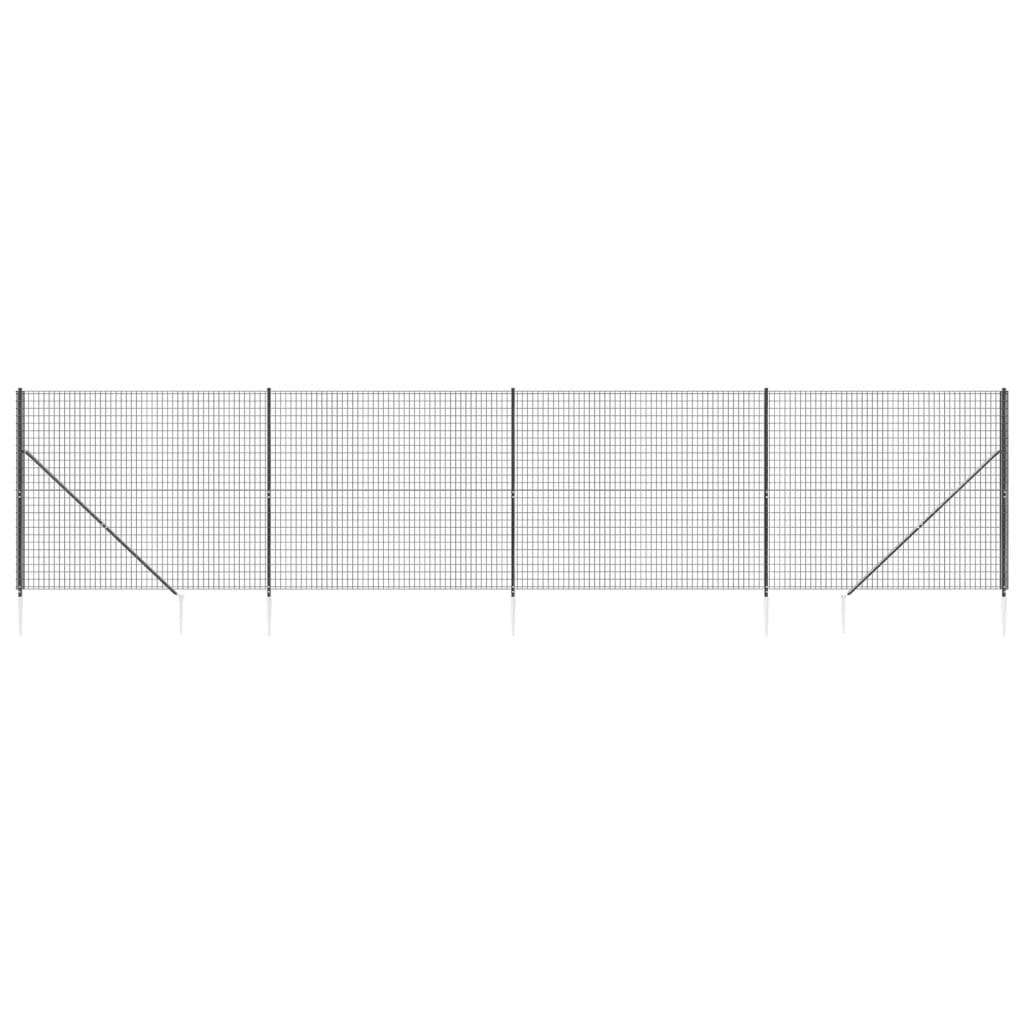 Vidaxl draadgaashek met grondankers 2,2x10 m antracietkleurig