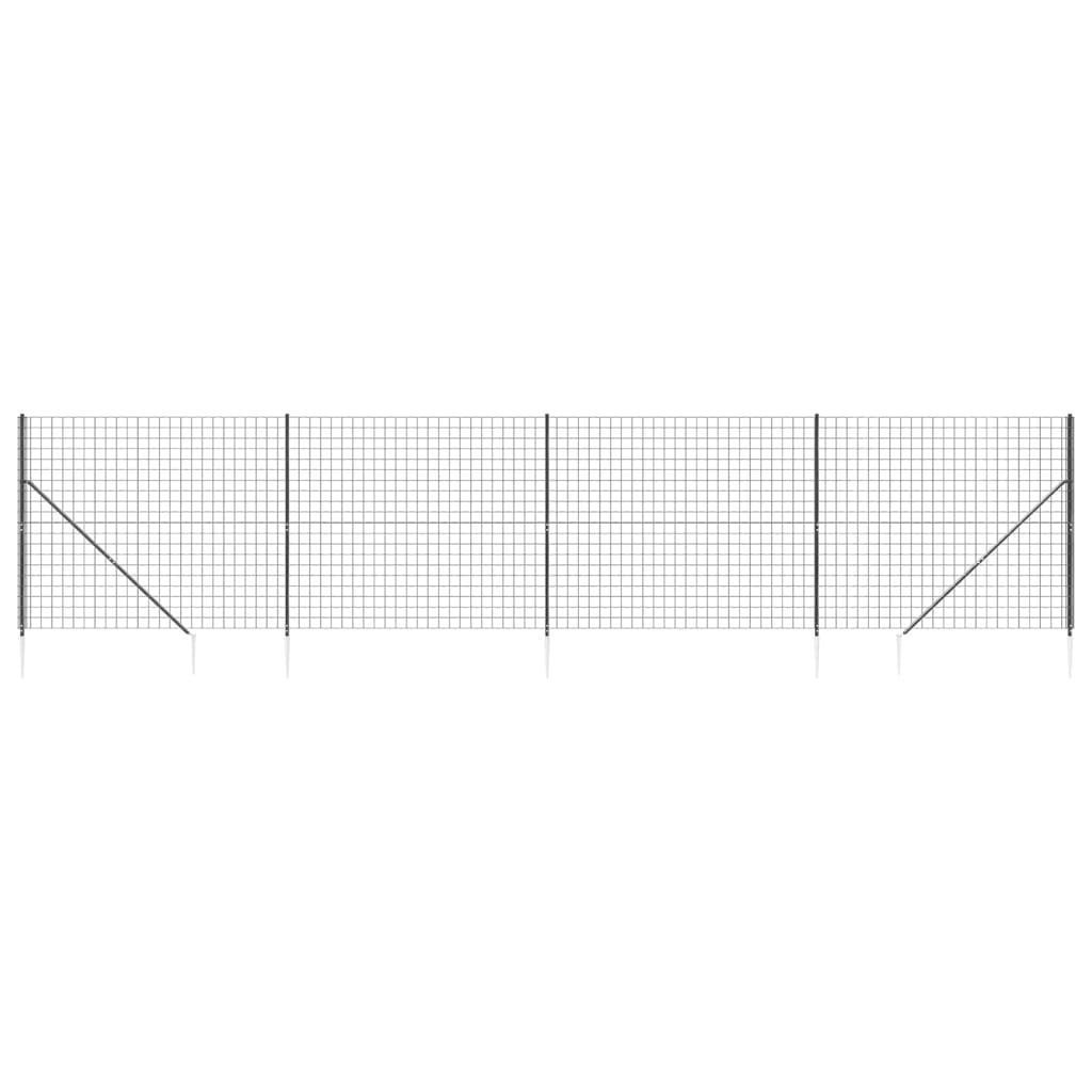 FET de malla de alambre Vidaxl con anclajes de tierra 1.6x10 m de antracita