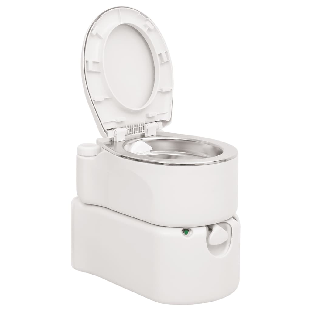 Vidaxl campingtoilet geïntegreerd 24+17 l hdpe en staal wit