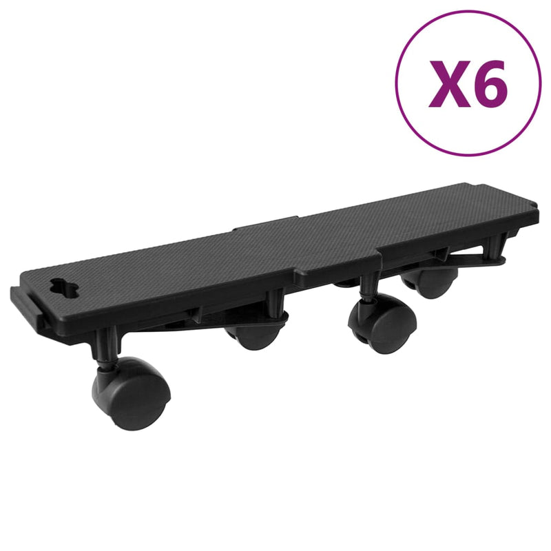 Perros en movimiento de Vidaxl con 4 ruedas 6 pcs 170 kg polipropeno negro
