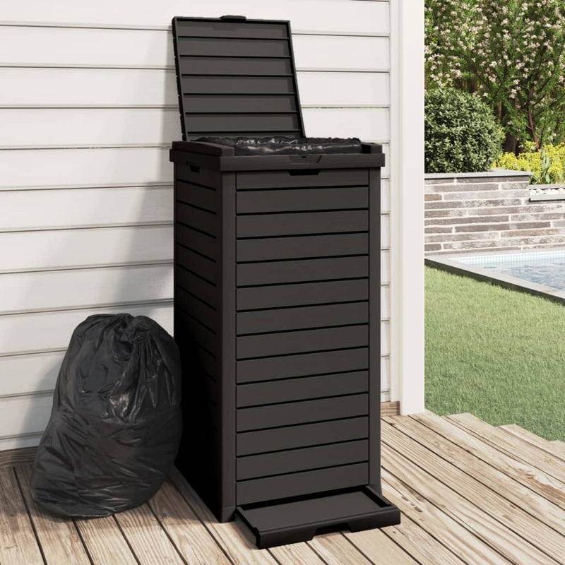 Lata de basura de Vidaxl para afuera 41x41x86 cm polipropeno negro