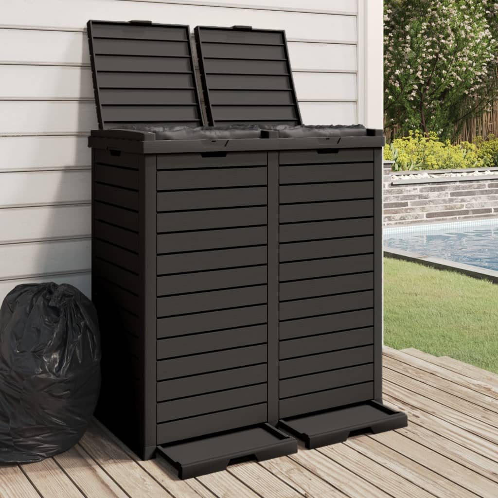 Vidaxl Barbage Can para jardín 78x41x86 cm polipropeno negro