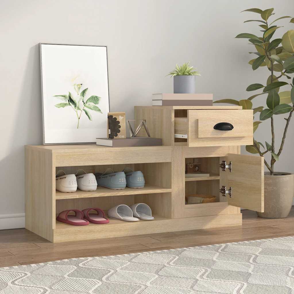 Gabinete de zapatos Vidaxl 100x42x60 cm de madera propiedad de Oak coloreada