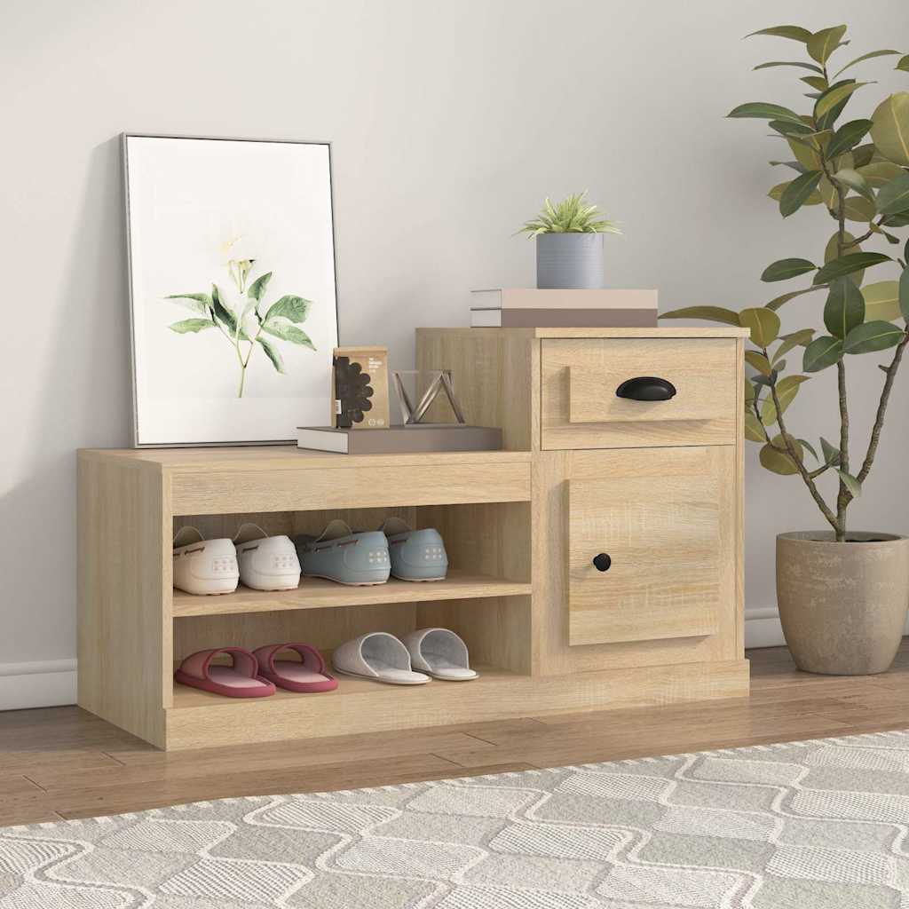 Gabinete de zapatos Vidaxl 100x42x60 cm de madera propiedad de Oak coloreada