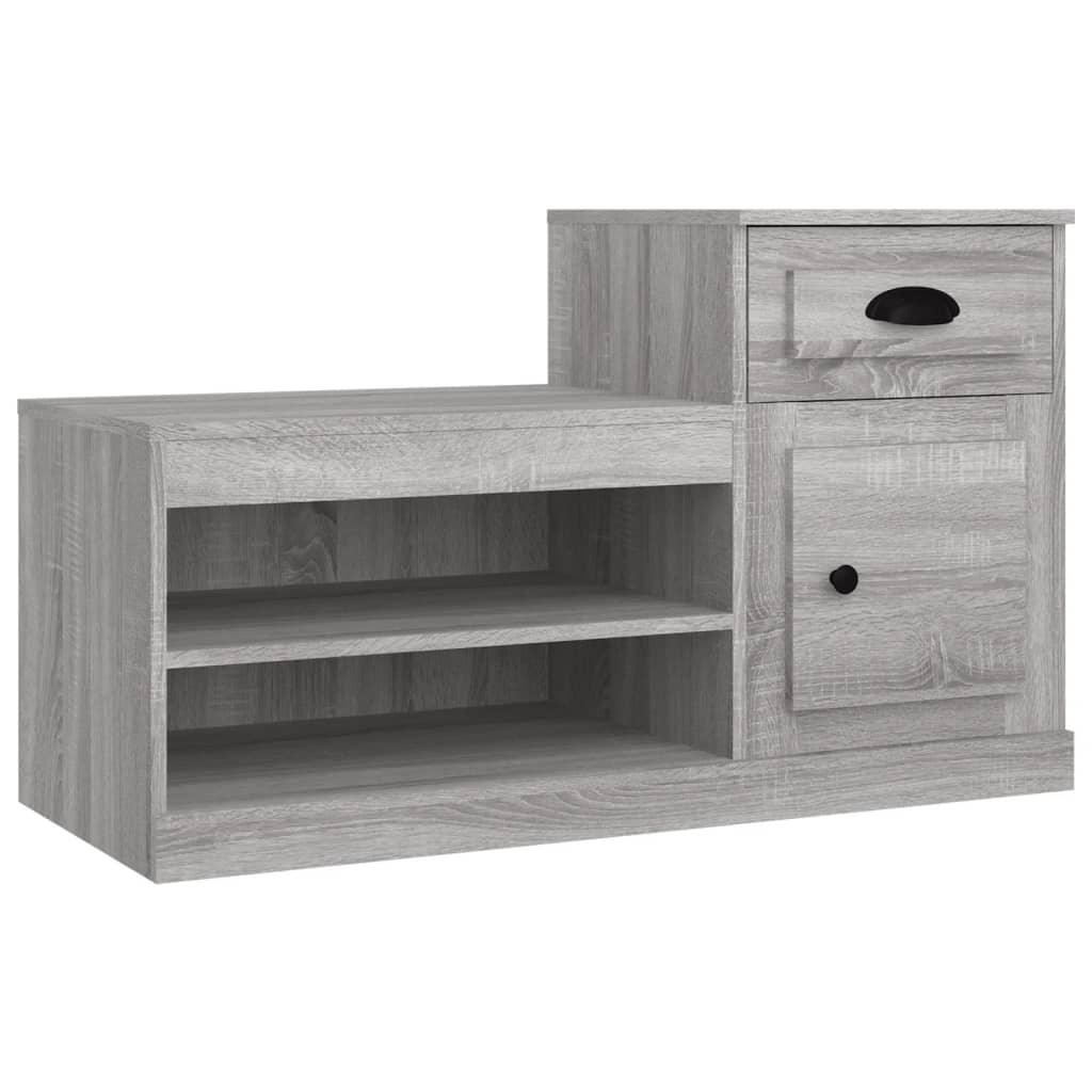 Gabinete de zapatos Vidaxl 100x42x60 cm de madera propiedad de madera de roble gris propiedad