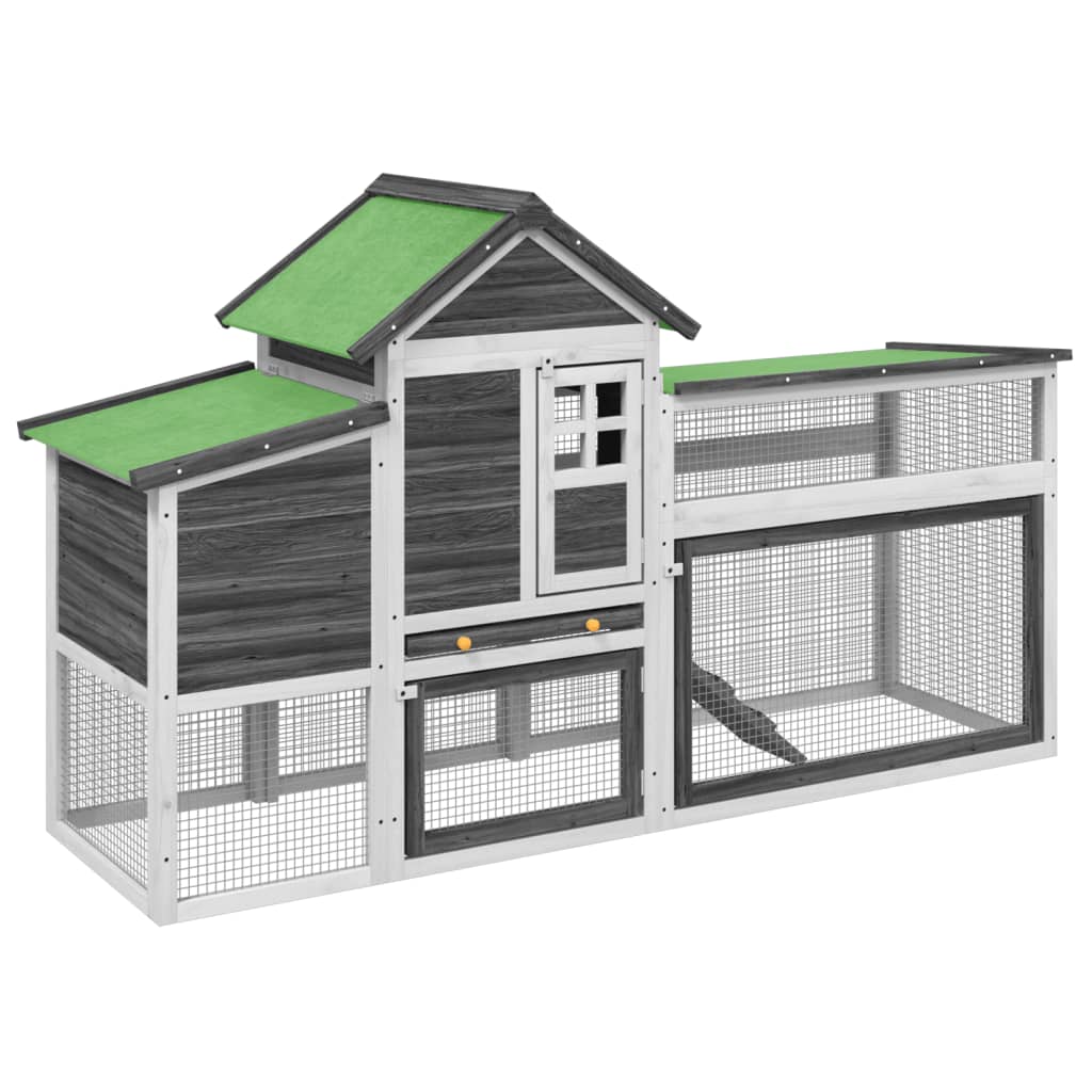 Vidaxl Chicken Coop 186.5x58.5x113 cm Grigio in pino solido