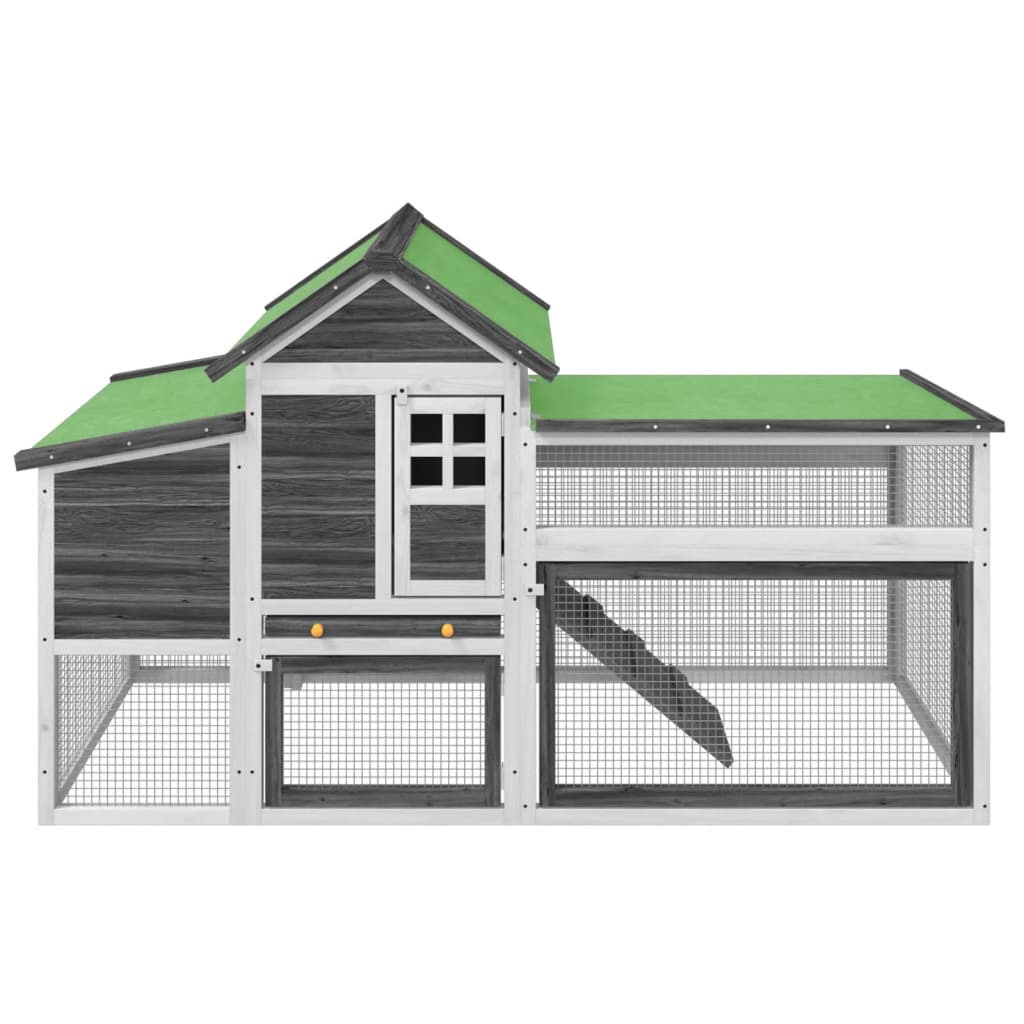 Vidaxl Chicken Coop 186.5x58.5x113 cm Grigio in pino solido