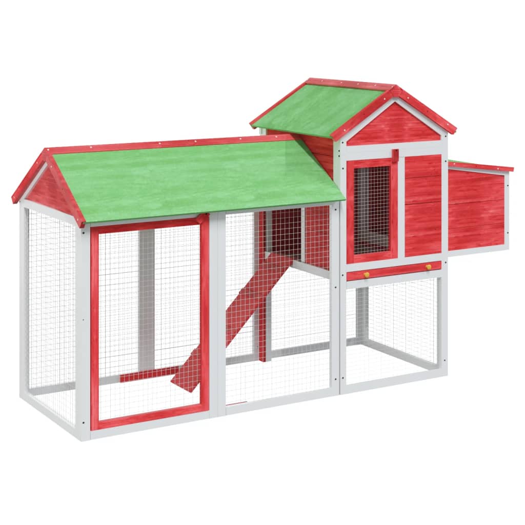Vidaxl Chicken Coop 193x65x117 cm de pino sólido rojo