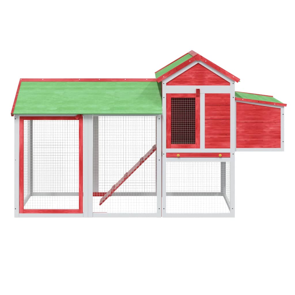 Vidaxl Chicken Coop 193x65x117 cm de pino sólido rojo