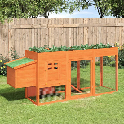 Vidaxl Chicken Coop 204x50x84 cm de pino sólido marrón