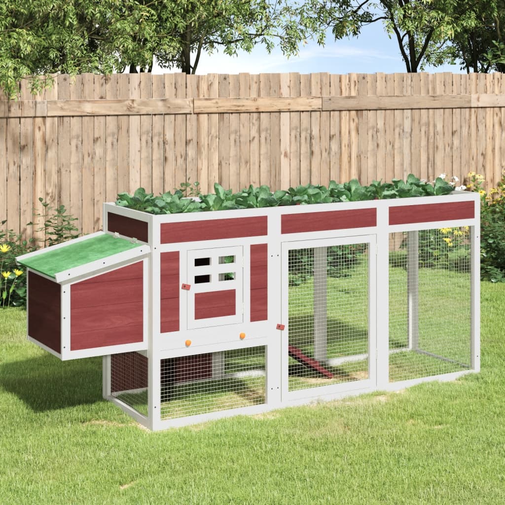 Vidaxl Chicken Coop 204x50x84 CM Pine Solid Mokkakleur